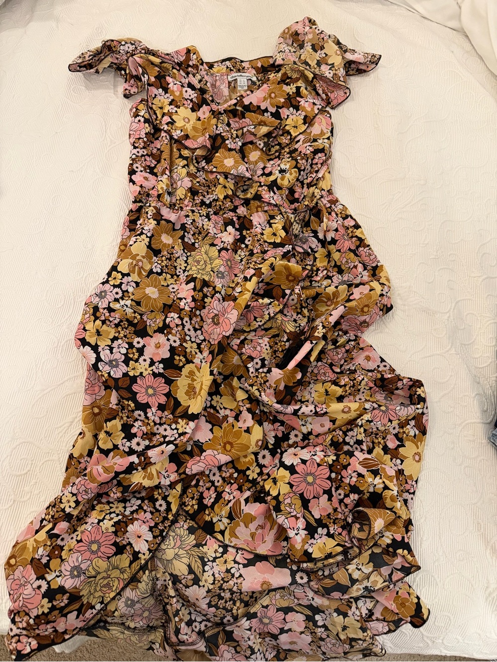 Charlotte Russe Floral Ruffle Maxi Dress XL | 70s Boho Cottagecore